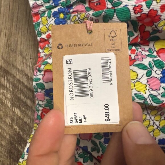 NWT Mini Boden Girls Floral Print Skirt With Buttons & Elastic Waist Cotton 7-8Y - Picture 5 of 5